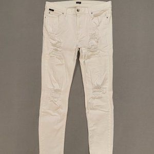UO Urban Outfitters BDG Skinny Jeans Distressed Torn Ripped White 32/30